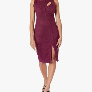 GUESS Women's Stretched Suede Body Con with Cut Out Dress